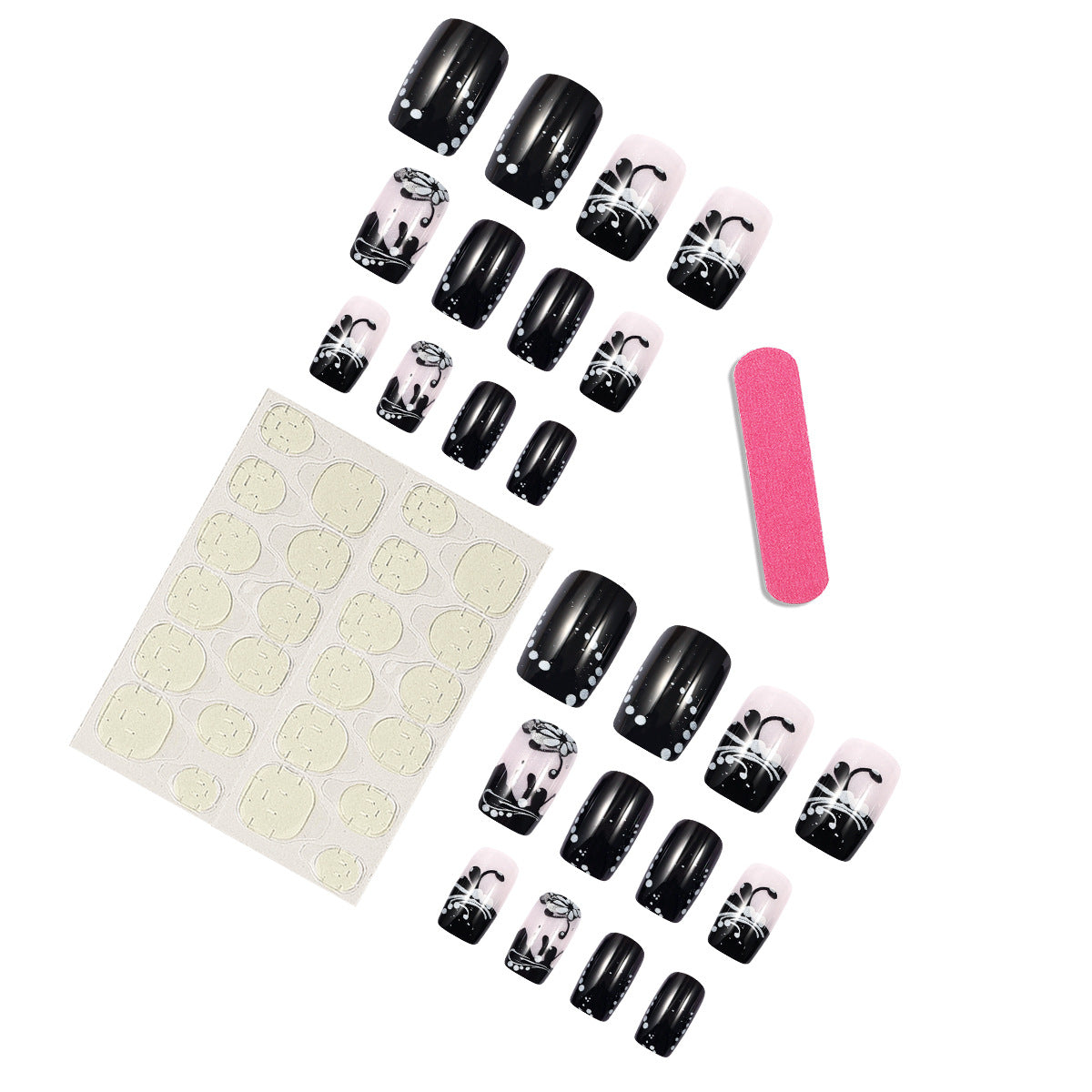 Black Flower American Wearing Armor Detachable Fake Nail Flakes