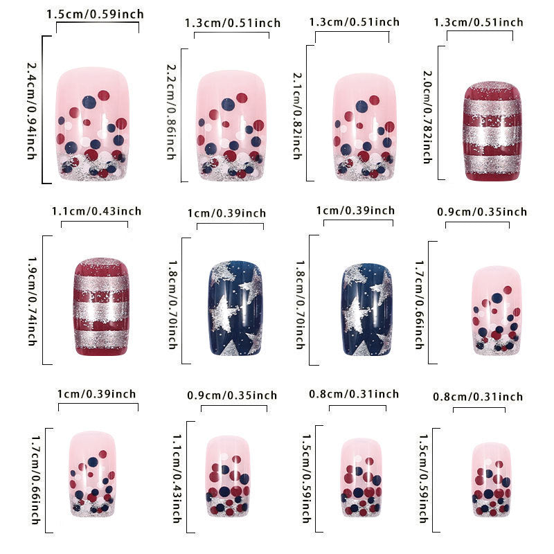 American flag, European and American wearing armor, pentagram stripes, nail art, nail plates, fake nails