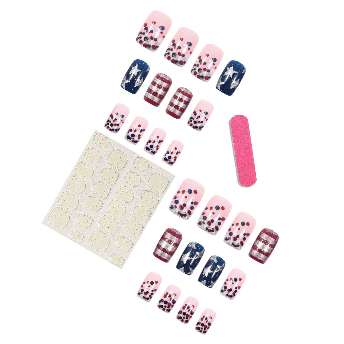 American flag, European and American wearing armor, pentagram stripes, nail art, nail plates, fake nails