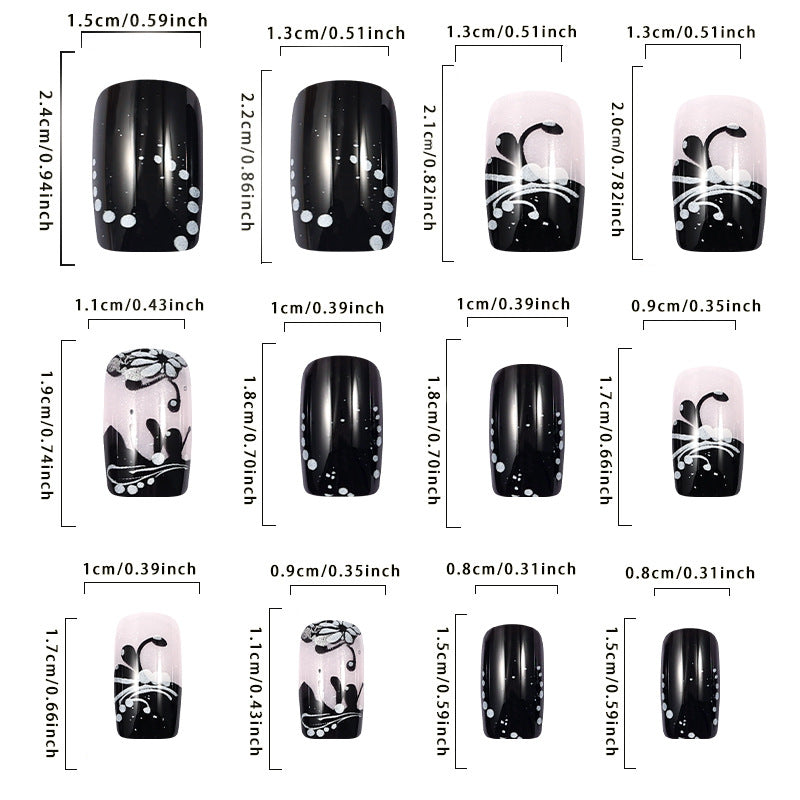 Black Flower American Wearing Armor Detachable Fake Nail Flakes