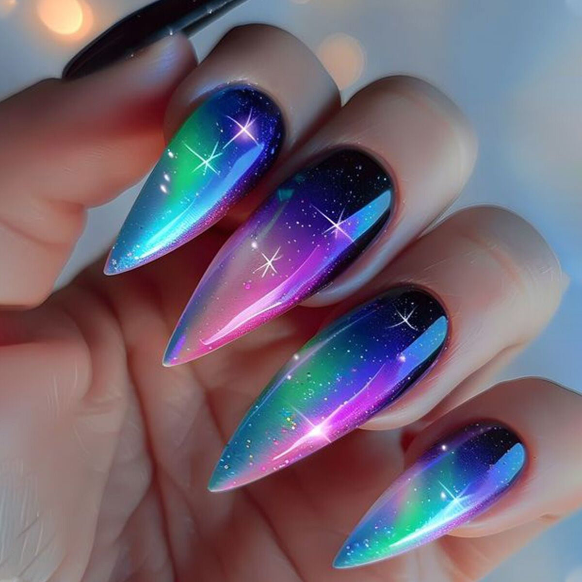 Colorful Dyeing Nail Art, Wearing Nail Art, Fake Nail Art