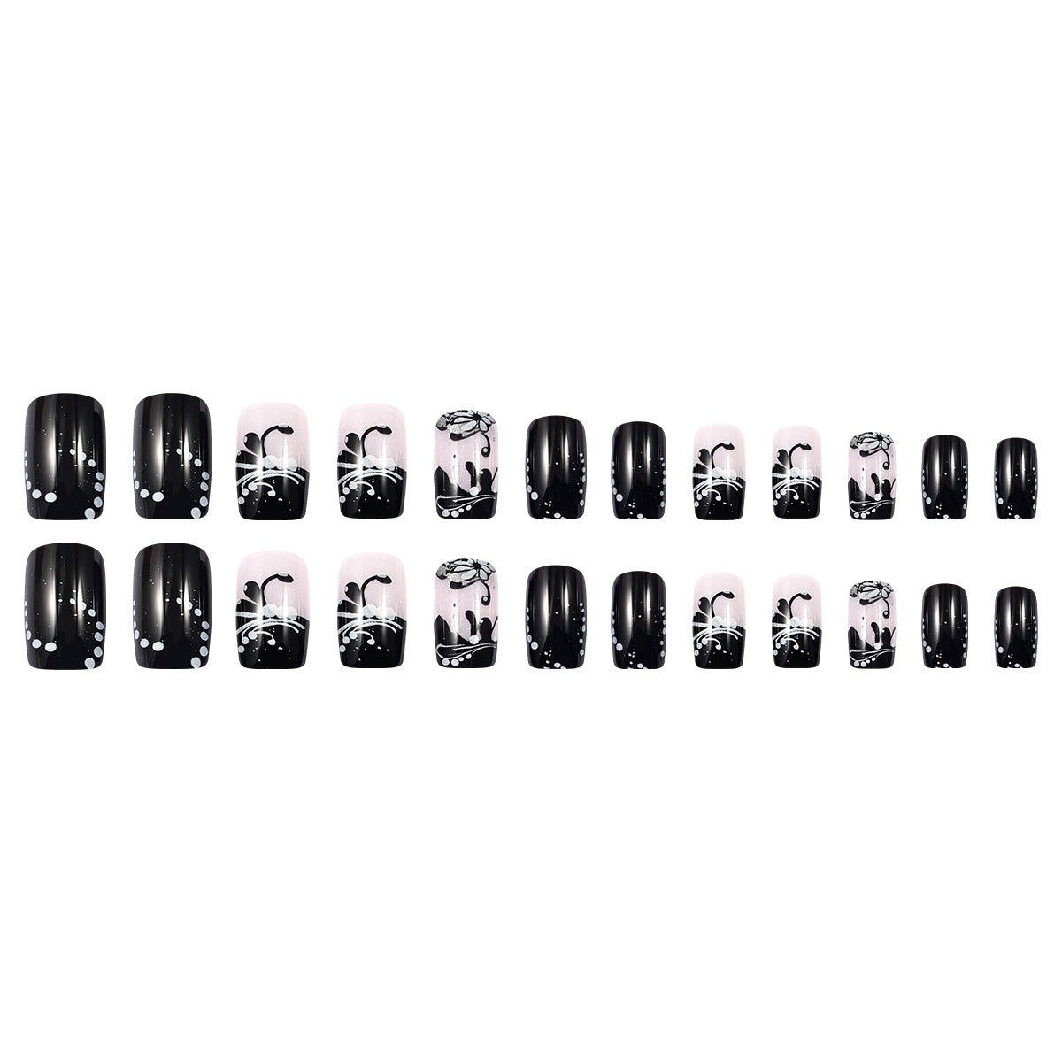 Black Flower American Wearing Armor Detachable Fake Nail Flakes